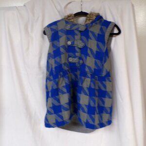 BONGO BLUE& GREY W/ FUR HOODED VEST